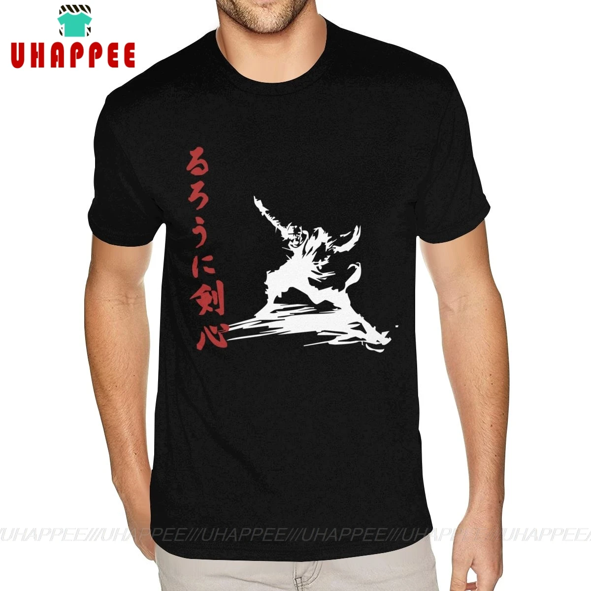 Мужская хлопковая футболка с коротким рукавом и круглым вырезом Rurouni Kenshin Samurai X