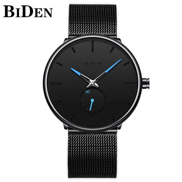 Design 1 BIDEN простые мужские s часы лучший бренд Роскошные Кварцевые часы мужские повседневные тонкие сетчатые стальные водонепроницаемые спортивные часы Relogio Masculino - Цвет: Design 1