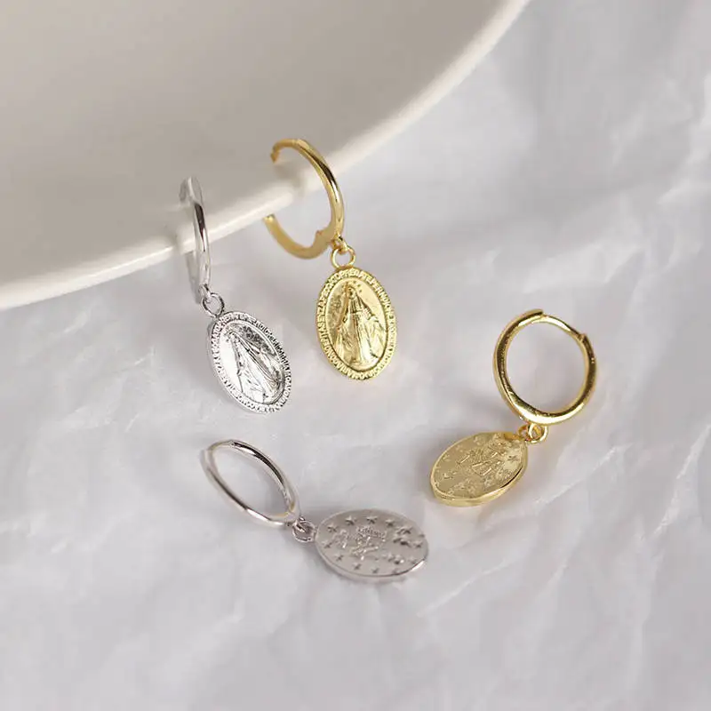 INZATT, настоящее 925 пробы, серебряные винтажные геометрические круглые серьги-кольца для модных женщин, вечерние ювелирные украшения, аксессуары в подарок