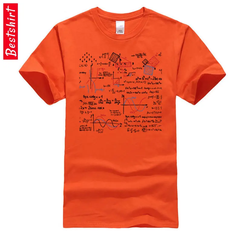 O-Neck MathMathematicsFormulasNumbers 100% Cotton Men T-Shirt Normal Short Sleeve Tops Shirt New Coming Group T-shirts MathMathematicsFormulasNumbers orange