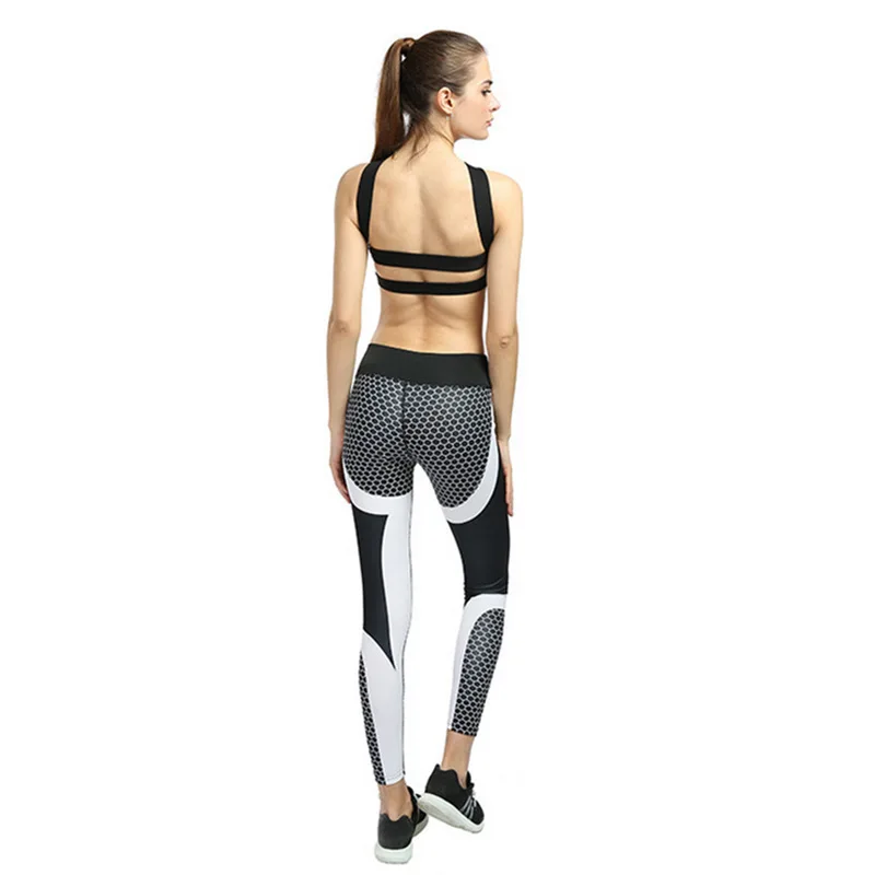 Digital Printed Cellular Leggings High Waist Hip Lifting Exercise Fitness Quick Drying Running Yoga Long Pants | Женская одежда
