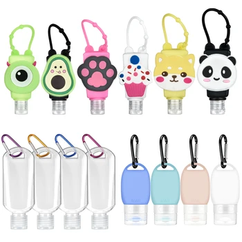 

Portable Cute Cartoon Silicone Mini Hand Sanitizer Bottle No Clean Detachable Cover Travel Safe Hand Gel Holder Split Bottles