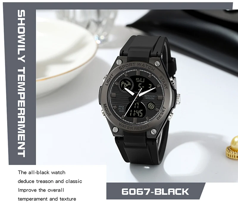 SANDA 2022 Top Brand Fashion Women's Watches Waterproof Sports Digital Quartz Wristwatch Casual Clock Gift Relogio Feminino 6067