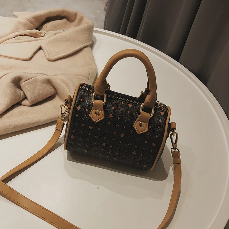 

Language meng wei Fashion PU Handbag Bag Women's 2019 New Style Europe And America Style Contrast Color Shoulder Bag Western Sty