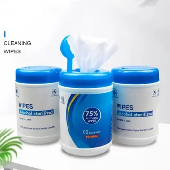 

60Pcs Alcohol Prep Pads Disposable Alcohol Wipes Alcohol Sheet for Skin Cleaning Care Jewelry Mobile Phone Clean English