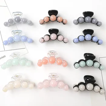 

New fashionCandy color pearl Resin Acrylic Hair Clip Crab Hair Claws For Women Girl Simple Hair Accessories Headdress