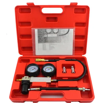 

TU-21 Auto Cylinder Leak Tester Compression Leakage Detector Kit Set Petrol Engine Gauge Tool Kit Double Gauge System with Case