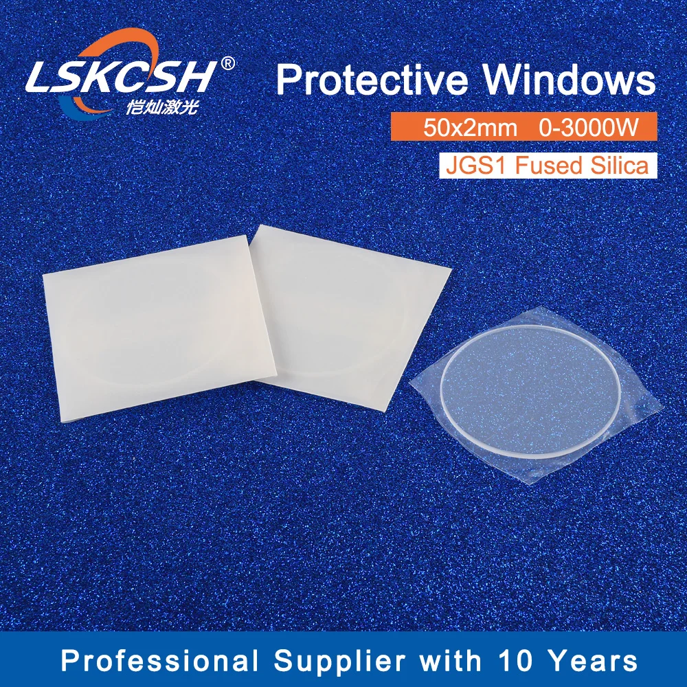 

LSKCSH 10Pcs/Lot Fiber Laser Protective Windows 50*2mm 0-3000W P0251-1070-00001 Precitec Highyag Raytools Laser Welding Head