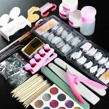 

1 Set Full Acrylic Powder Nail Art Tool Set Tips Brush Manicure Tool Kit