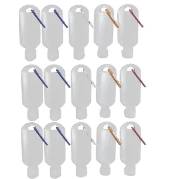 

50ml Empty Bottles with Hook Hand Sanitizer Containers Travel Bottles Alcohol Containers (Transparent Bottle Random Color Hook)