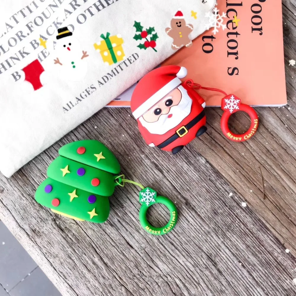 

Cartoon Christmas gift For Airpods 2/i10/i11/i12 TWS Case 3D Cute snowman Earphone Case Protect Cover with Pendant
