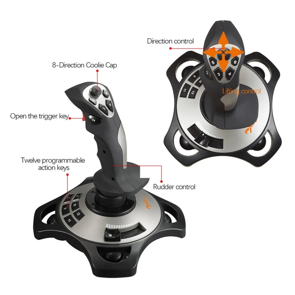 PXN 2113 Flight Stick Joystick Controller For PC 4 Axles Arcade Stick Joystick Gaming Joystick Gamepad Flight Stick Controller