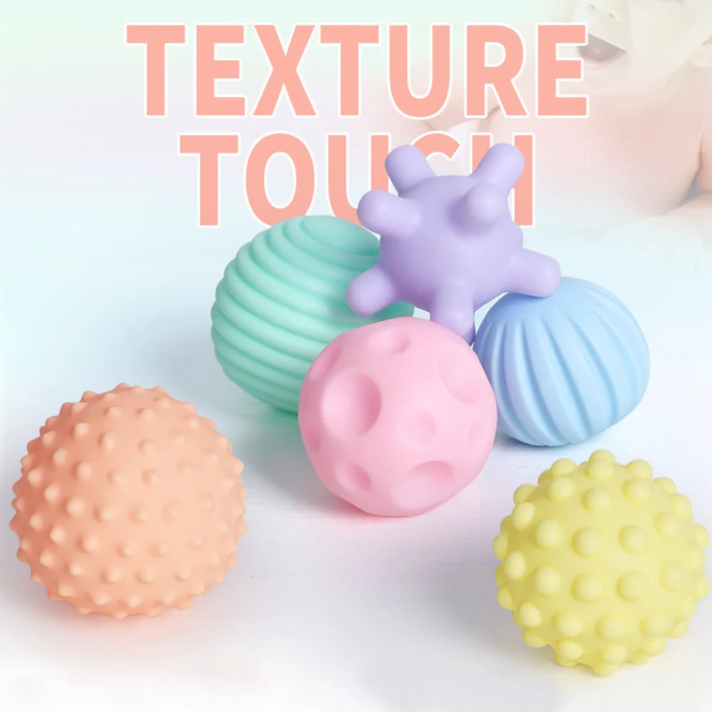 

6 Sets Infant Toys Early Education Puzzle Multi-Texture Soft Rubber Hand Ball Of Tactile Sensory Massage Ball for Baby game