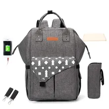 USB сумка для подгузников для мам, многофункциональная сумка для подгузников большой емкости, рюкзак для путешествий для мам, водонепроницаемая сумка для коляски для кормления