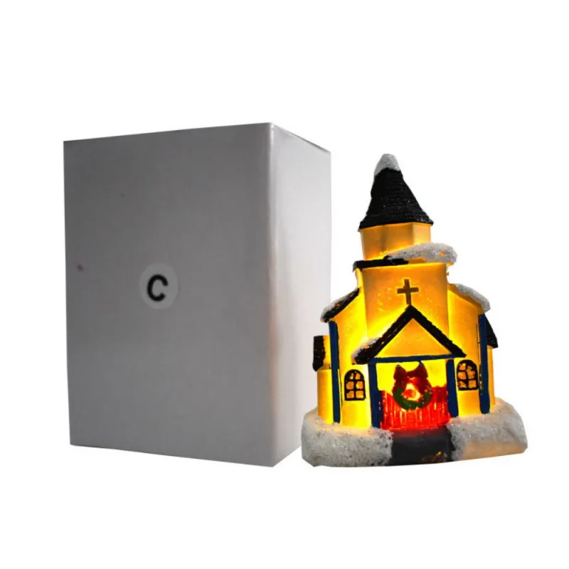 New Clorful LED Flashing Resin Christmas Scene Village Houses Town Battery Operate Christmas Ornamnet