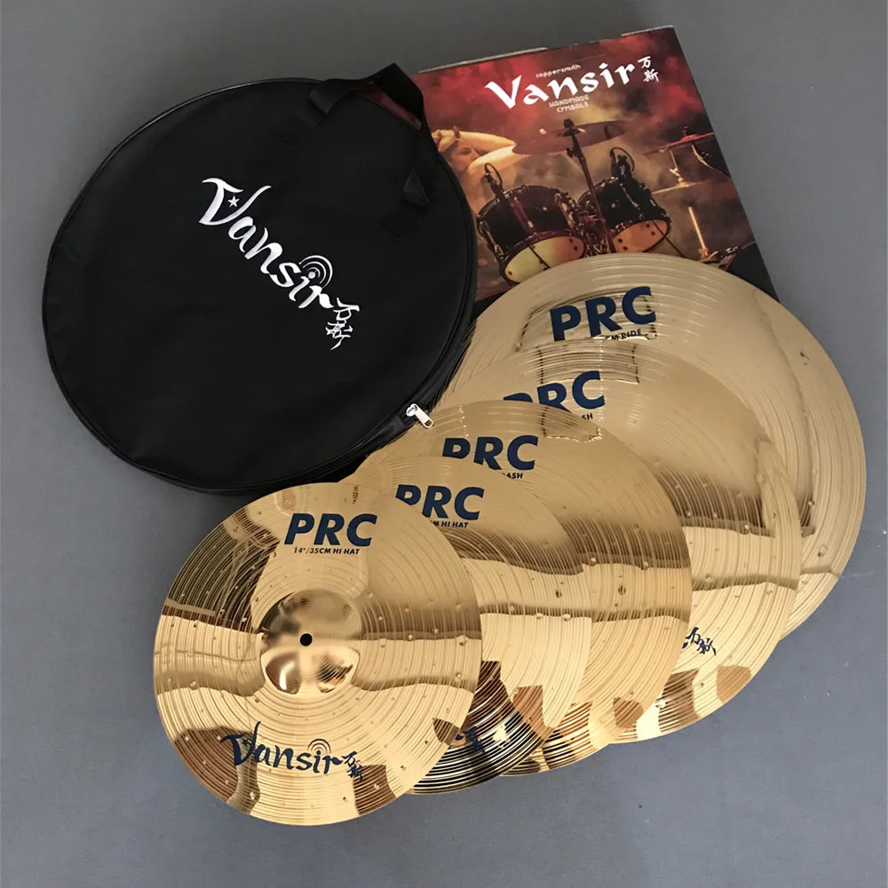 Vansir 5 Pieces Alloy Cymbals Set 14" Hi-hat + 16"+18"Crash +20"Ride+Bag for Practice
