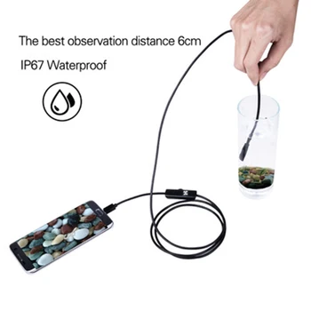 

7mm Endoscope Camera Flexible IP67 Waterproof Micro USB Inspection Borescope Camera for Android PC Notebook 6LEDs Adjustable