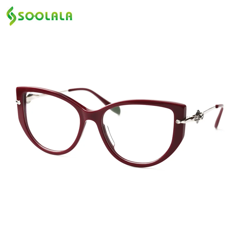 

SOOLALA High End Anti Blue Light Cat Eye Reading Glasses with Rhinestones Presbyopia Glasses Frame w/ Gift Pack +0.5 to 5.0 6.0