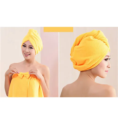 Женская ванная комната супер абсорбент быстросохнущее плотное полотенце из микрофибры полотенце для волос сухая шапочка салонное полотенце - Цвет: yellow