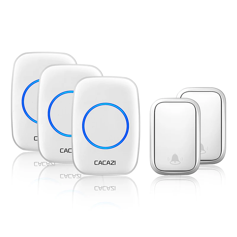 intercom with screen CACAZI Wireless No Battery Required Doorbell Transmitter Intelligent Home Self-powered Call Door Bells Ringbell 220V White audio only intercom Door Intercom Systems