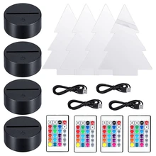 Promotion! 3D Night LED Light Lamp Base Charging Cables Adjustable 16 Colors 4 Modes for Child Room Bar (Christmas Tree Style)