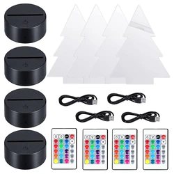 Promotion! 3D Night LED Light Lamp Base Charging Cables Adjustable 16 Colors 4 Modes for Child Room Bar (Christmas Tree Style)