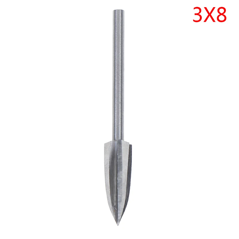 1PCS 3mm Shank 3-8mm Milling Cutters White Steel Sharp Three Blades Wood Carving Knives Edges Woodworking Tools