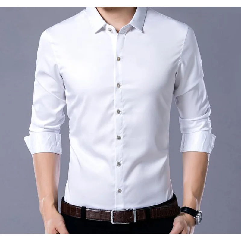 

Men Long Sleeve Shirt New Brand Solid Color Business Office Formal Men Dress Shirt Plus Size Male Shirt Chemise