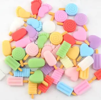 

Kawai Food heart lollipop ice cream Resin Flat back Cabochon Art Supply Decoration Crafts Scrapbooking DIY Earrings pendants