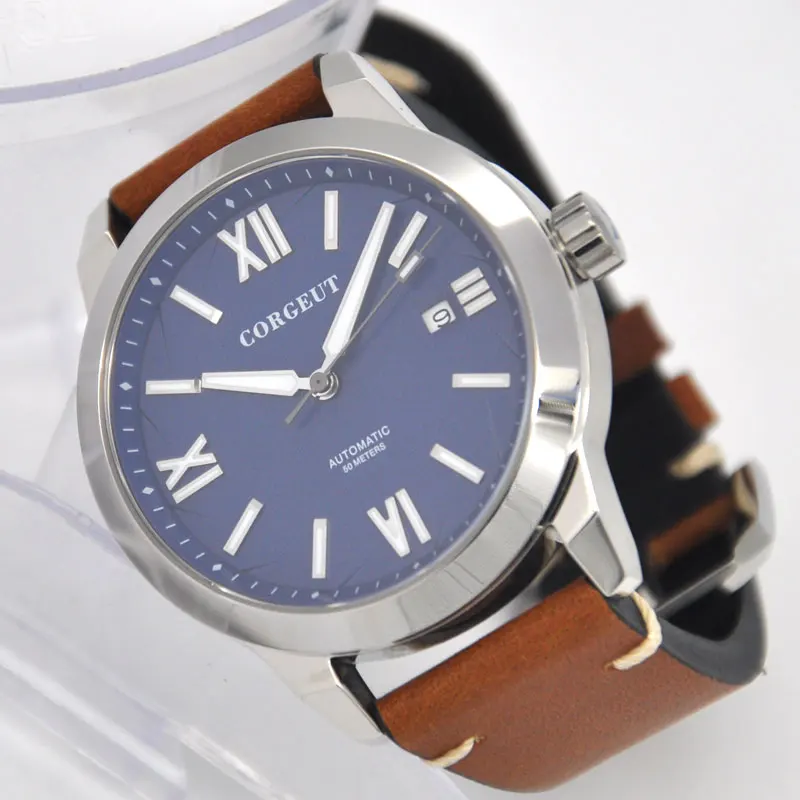 Corgeut 2020 new41mm 316 ss чехол с синим светящимся циферблатом чайка Мужские