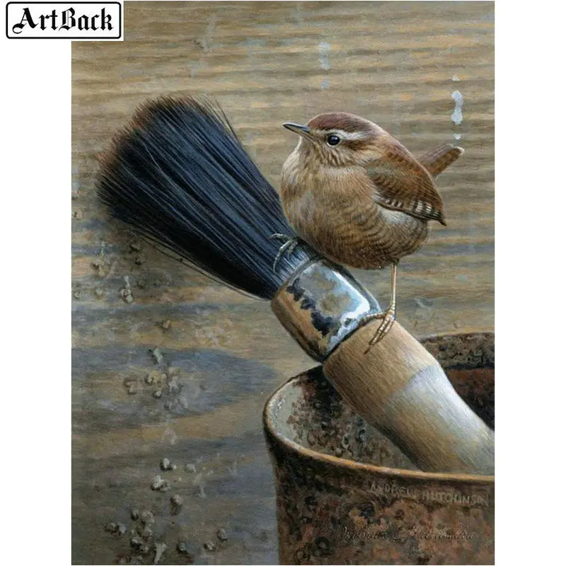 Full Square 5d Diamond Painting Sparrow Brush Pattern Embroidered Bird Mosaic Animal 3d Sticker Home Decoration | Дом и сад