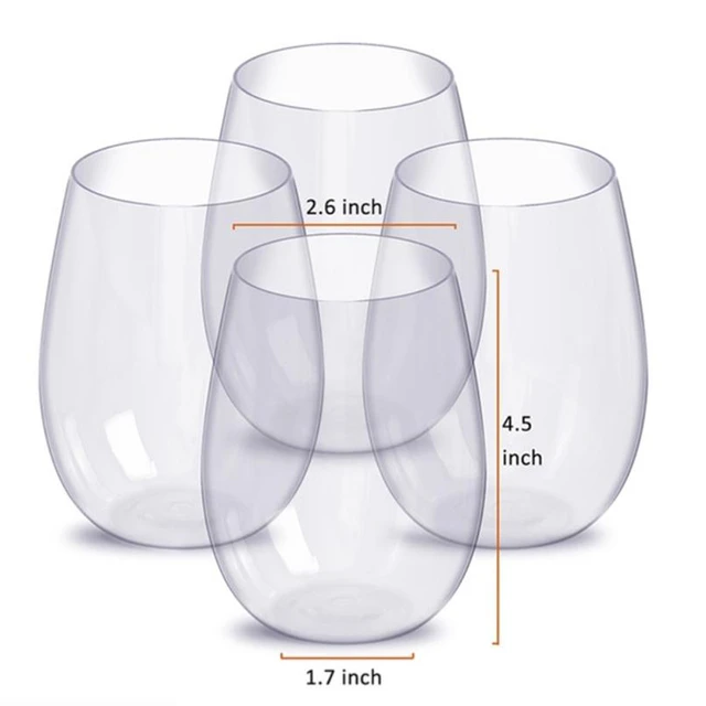 16oz Plastic Stemless Wine Glasses Disposable Heavy Duty Unbreakable Clear  Plastic Wine Glasses Recyclable Shatterproof Reusable - AliExpress