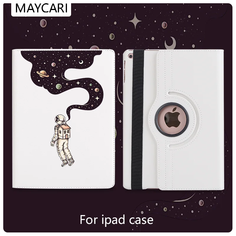 

Ipad2 3 4 360°Rotating Leather Stand Case Fun Astronaut Spoof Cover Protective For 2020iPad Pro 11 12.9 10.5 7.9 inch Mini 1 2 3