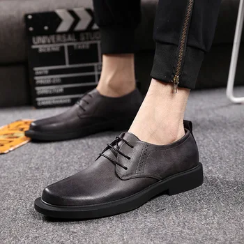 

new arrival mens fashion wedding party dresses breathable cow leather shoes lace-up platform shoe gentleman sneakers sapatos man