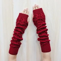 Fashion Wrist Arm Hand Warmer Knitted Fingerless Gloves Long Sleeve Soft Elbow Cuffs Fingerless Gloves Riding Mittens For Women