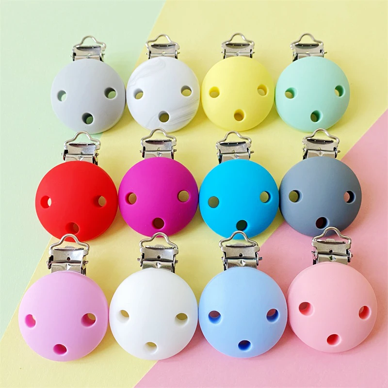 1pcs Round Silicone Pacifier Clips Solid No-Rusty Silicon DIY Baby Chew Dummy Chain Clasps Adapter 3