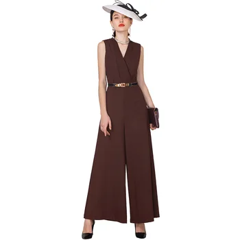 

Full Length Office Lady Jumpsuits Summer Loose Plus Playsuits Formal British Style Bodysuits DZ2221