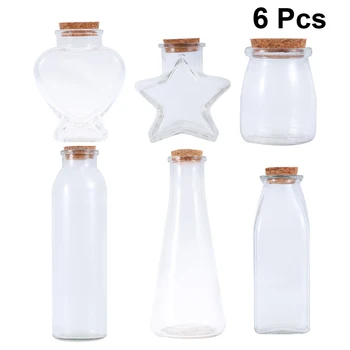 

6 Pcs Clear Glass Bottle Cork Clear Wishing Bottle Drifting Container for Storage