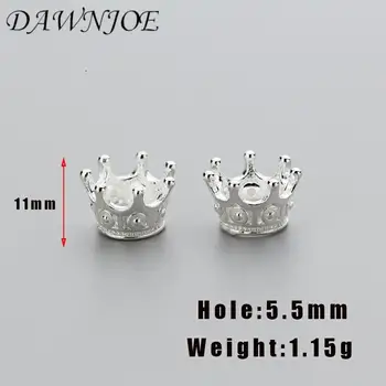 

S925 Sterling Silver Hole 5.8mm Crown Spacer Beads Cap Manual DIY Making Bracelet Necklace Jewelry Supplies Accessories Finding