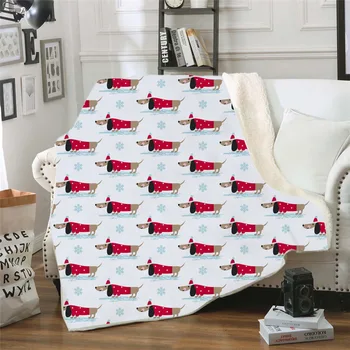 

Pet Dog Dachshund 3D Printed Sherpa Blanket Couch Quilt Cover Travel Bedding Outlet Plush Throw Fleece Blanket Bedspread DA10