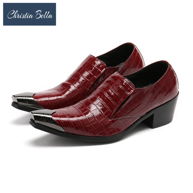 New Fashion Red Plaid Men's Dress Shoes Pointed  High Heels Leather Shoes  Men - New - Aliexpress