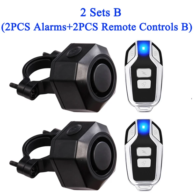 Elecpow Wireless Waterproof Bike Vibration Alarm USB Charging  Remote Control Motorcycle Electric Bicycle Security Burglar Alarm 2 Sets B