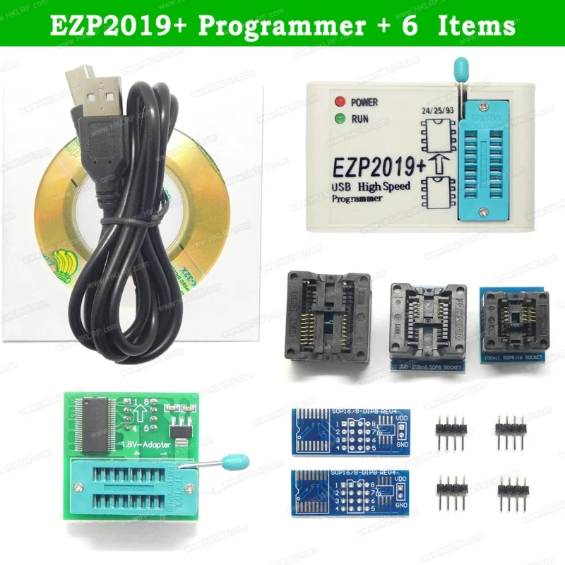 EZP2019 6 Items EZP2019 высокоскоростной USB SPI программатор программируемый инструмент+ 6 адаптеров с адаптером 1,8 В/5 адаптеров/2 адаптера - Цвет: EZP2019 6 Items