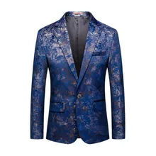 Мужские модные танцевальные куртки-блейзеры мужской узор бизнес дела Свадебный сценический костюм с длинными рукавами куртки тонкий пальто M-5XL