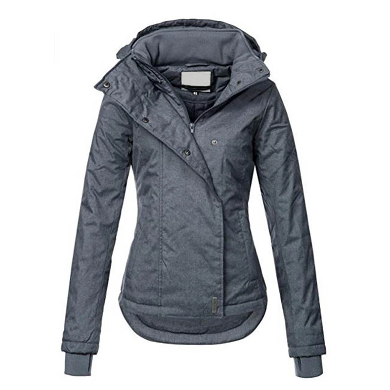 Женские куртки зима осень тонкие пальто с капюшоном повседневные с карманами модные Асимметричные теплые ветрозащитные ветровки базовое пальто