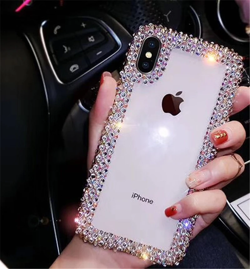 

Explosion Luxury Handmade Diamond Phone Case For Iphone 8 7 7P Bling 3D Clear Rhinestone Case For Iphone X 8 plus 6 6plus xs max
