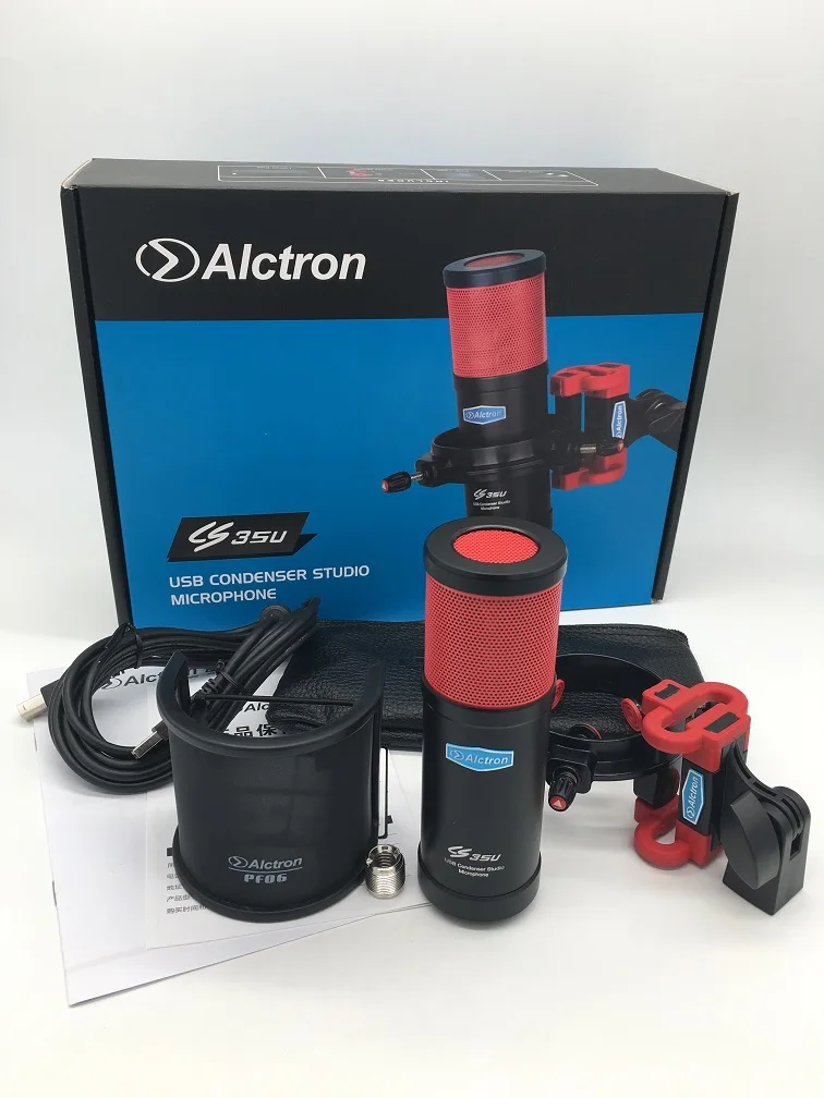 ALCTRON CS35U USB емкостный микрофон для записи plug and play для подкачки, домашней студийной записи, записи поля, voicever - Цвет: Красный