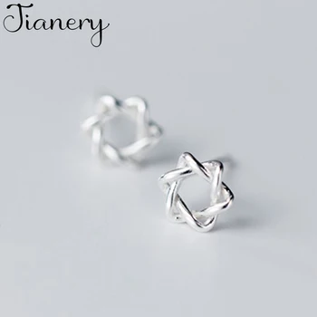 

JIANERY Fashion 925 Sterling Silver David Star Earrings For Women Brincos Ethnic Vintage Jewelry Pendientes Brincos