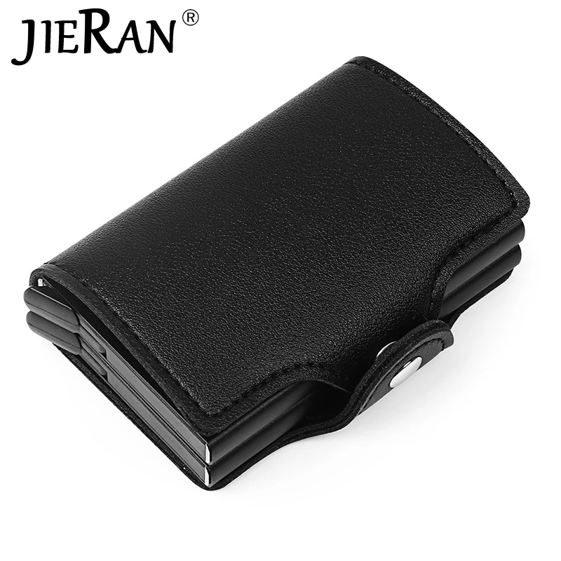 

Wallet PU Automatic Credit Card Holder Travel Double Aluminum RFID Pop Up Blocking Wallet Bank Card Bag Money Case Protection
