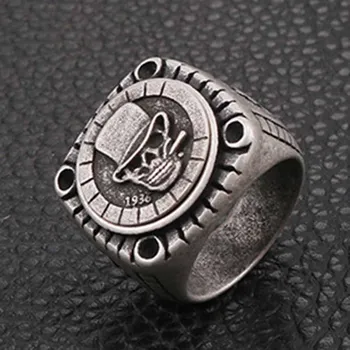 

Gold Smoking Pipe Biker Men's Rings Rock Punk Skull Ring Clear Red Zircon Eye Plating Rings Men Jewelry Factory Price OSR359